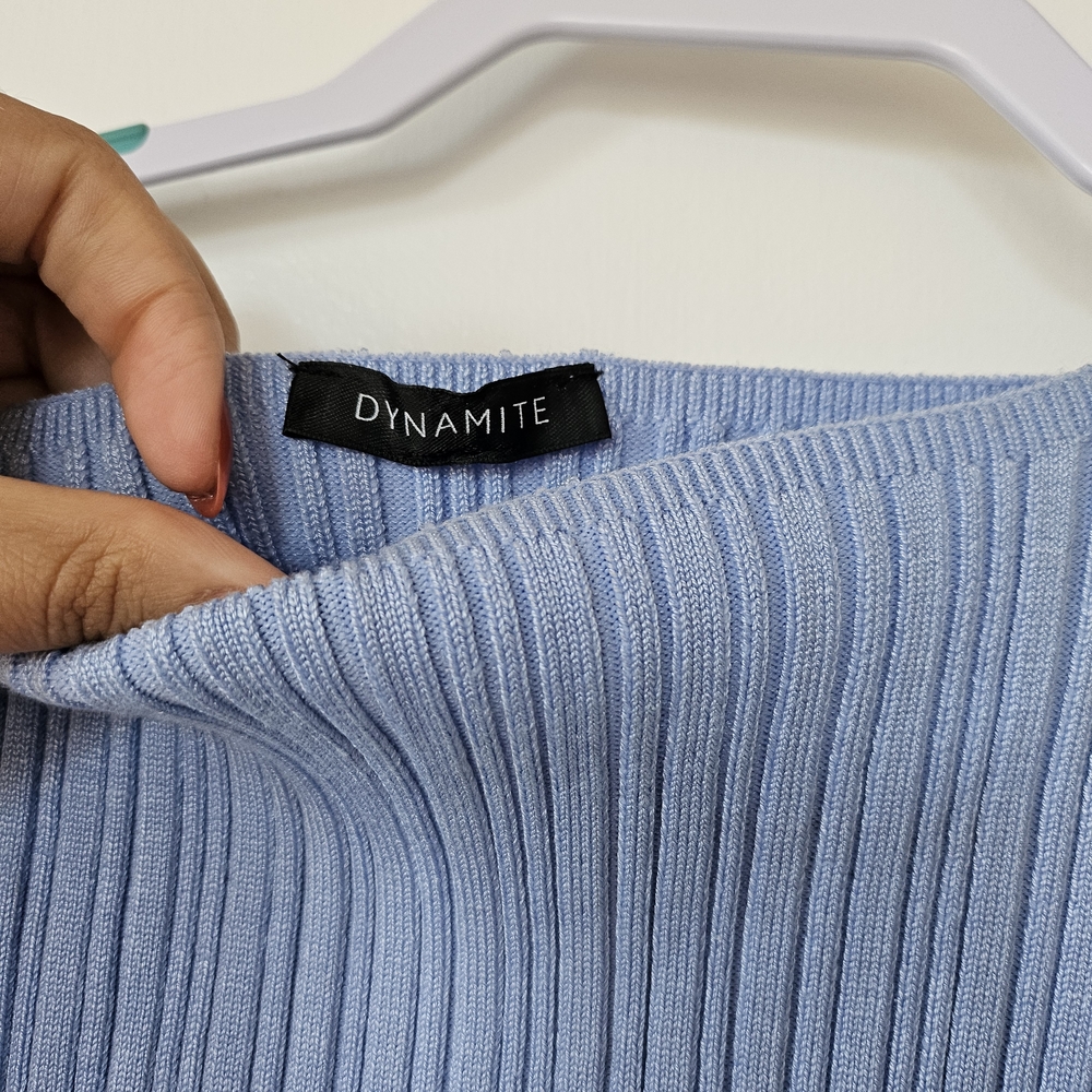 Dynamite Light Blue Ribbed Tank Top - Picture 2 of 2